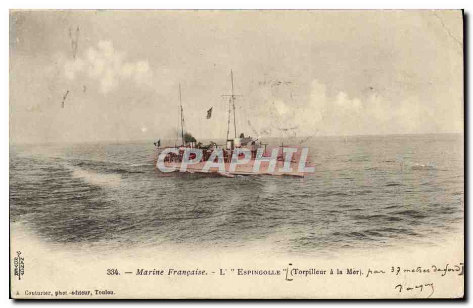 CPA Bateau Guerre Marine Francaise Espingolle Torpilleur 