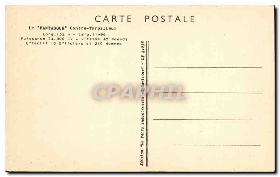 CPA Bateau Guerre Fantasque — Verso