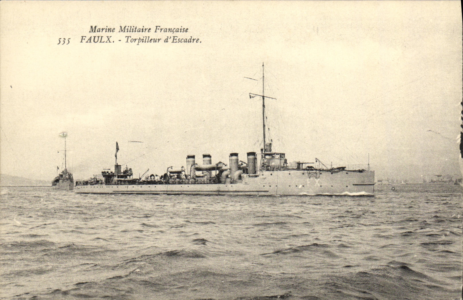 Marine Militaire Française — Torpilleur d'Escadre FAULX n°535 — Éditeur : Établissements d'Impressions Phototypiques CULON