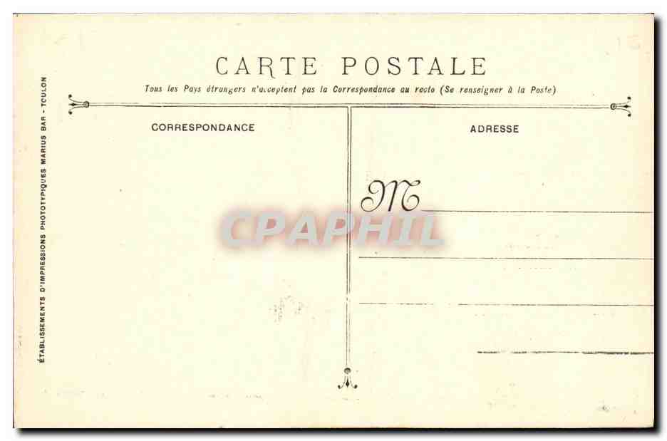 Marine Militaire Française — Torpilleur d'Escadre FAULX n°535 — Éditeur : Établissements d'Impressions Phototypiques CULON — Verso