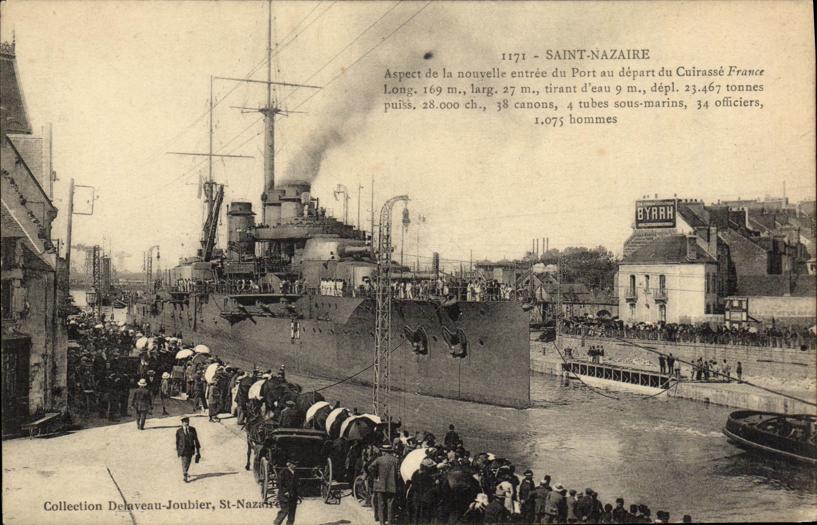 Saint-Nazaire — Aspect de la nouvelle entrée du Port au départ du Cuirassé France — Delaveau-Joubier, n° 1171