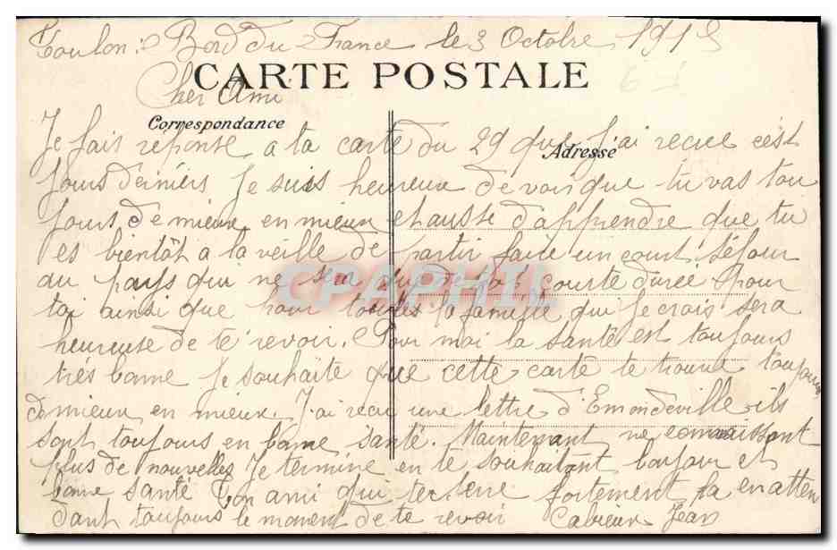 CPA Bateau Guerre Narine Nationale France Cuirasse d Escadre — Verso