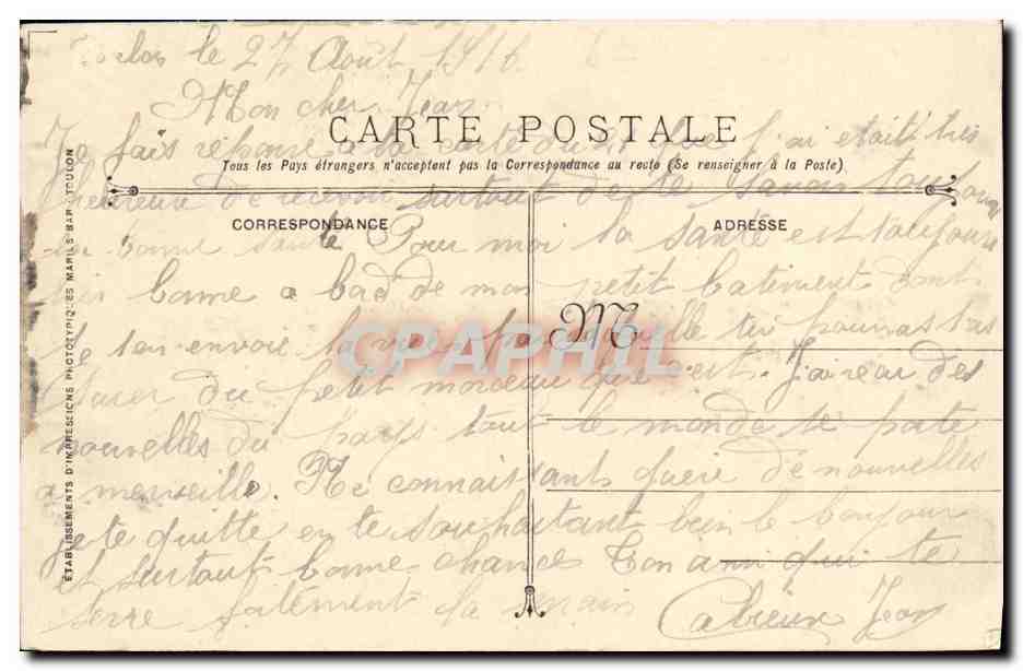 CPA Bateau Guerre France Cuirasse d Escadre — Verso