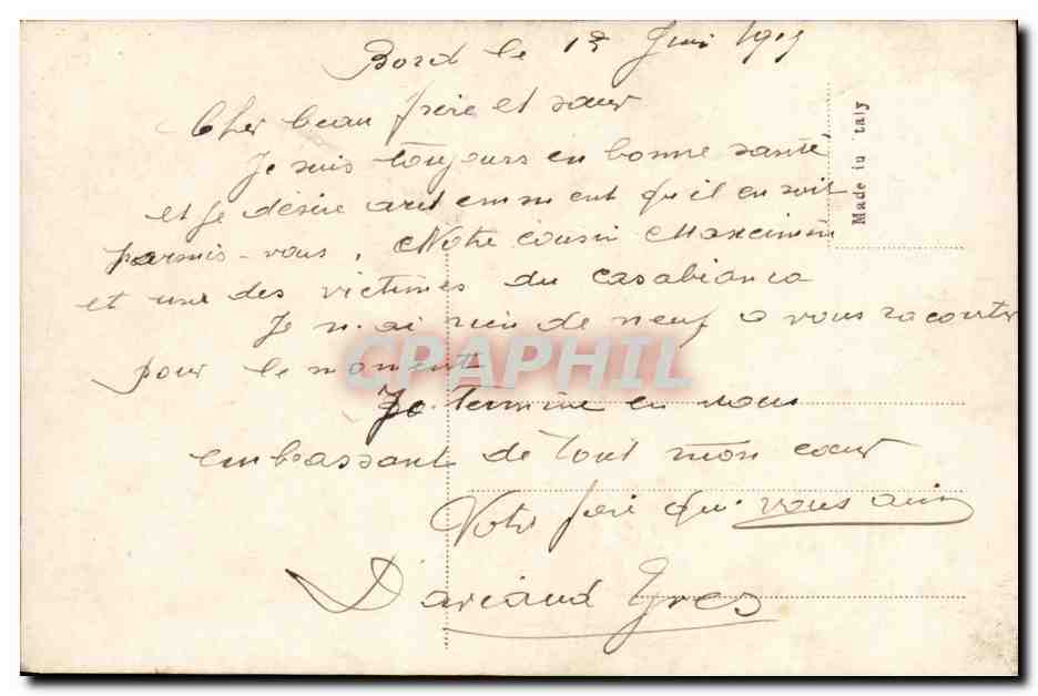 CPA Bateau Guerre France HMS Balck Prince  — Verso