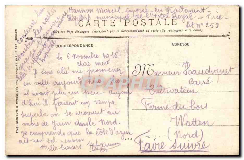 CPA Bateau Guerre Navire Hopital — Rückseite