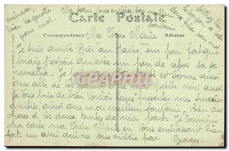 CPA Bateau Guerre Le Havre Le Paquebot France de la Compagnie Generale Transatlantique en route pour New York  — Verso