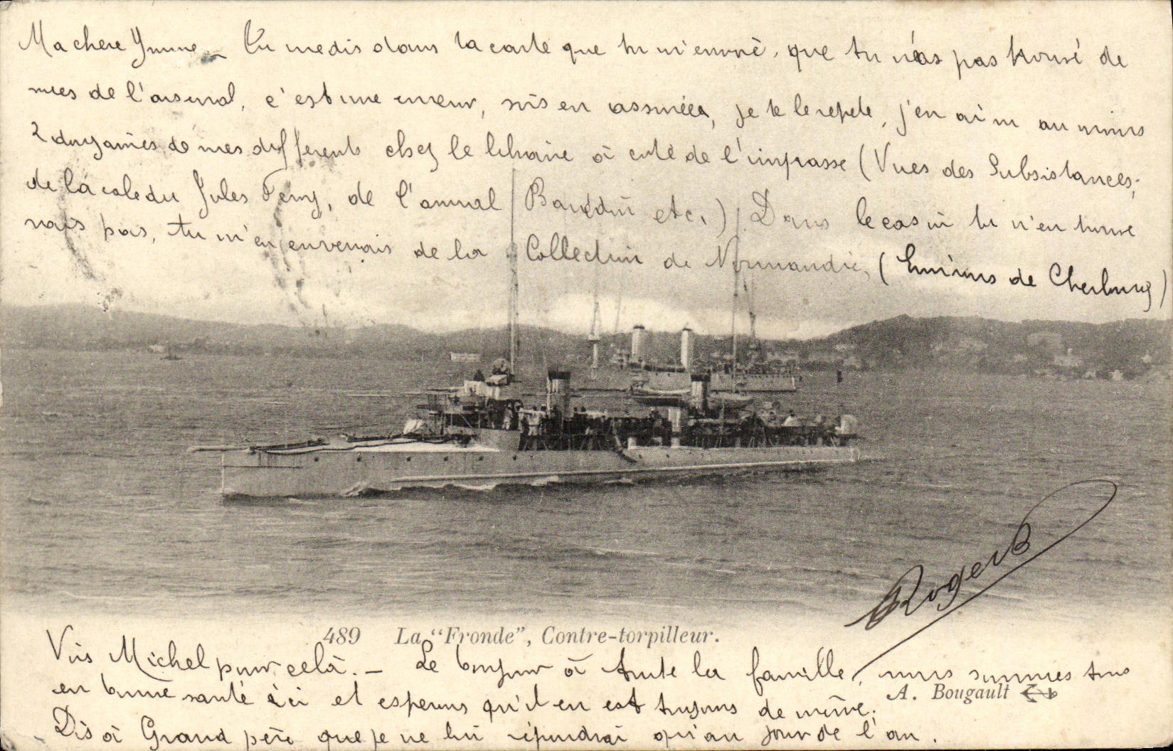 CPA Bateau Guerre La Fronde Contre Torpilleur Francais
