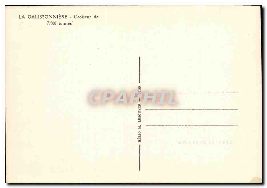 CPA Bateau Guerre Croiseur La Galissonniere — Verso
