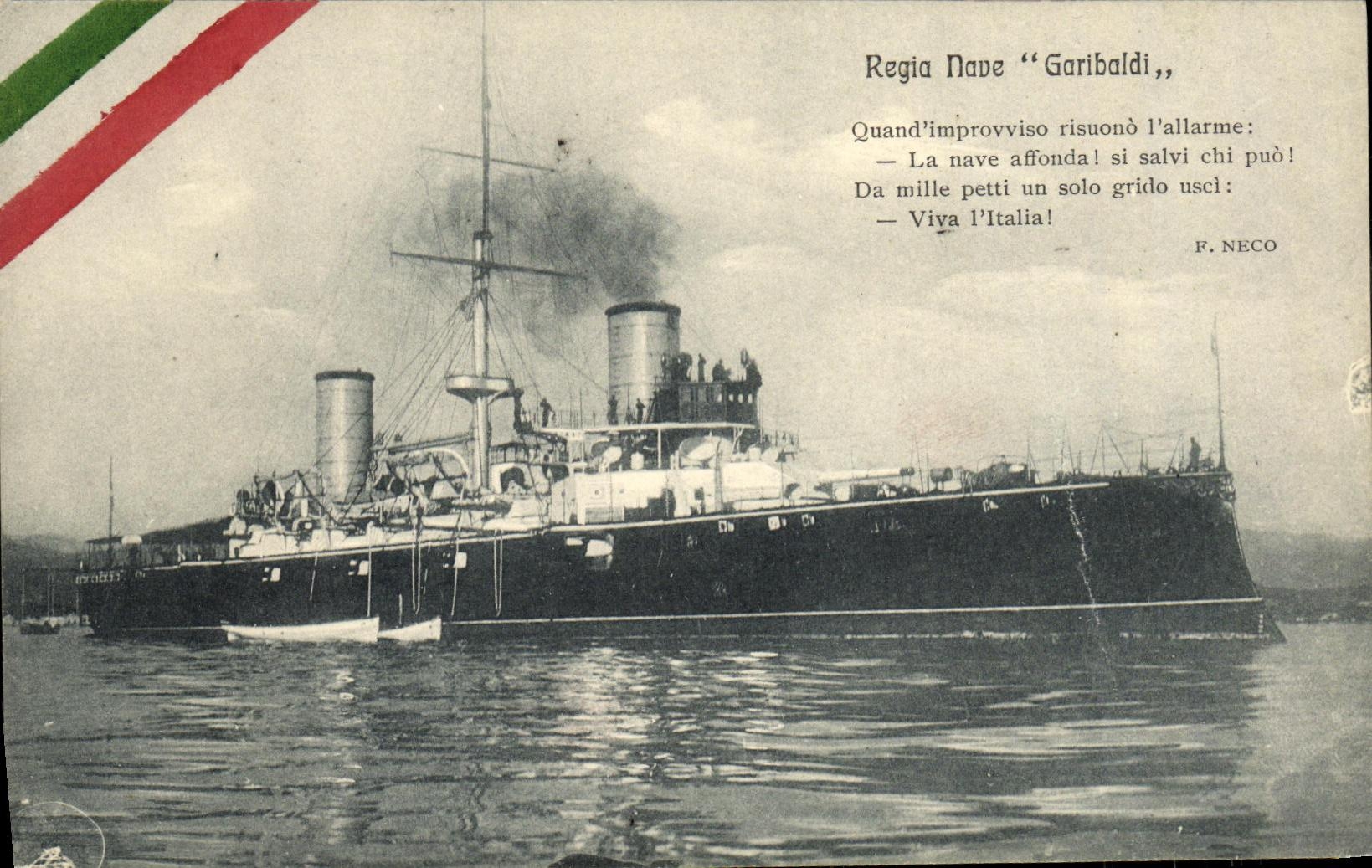 CPA Bateau Guerre Regia Nava Garibaldi