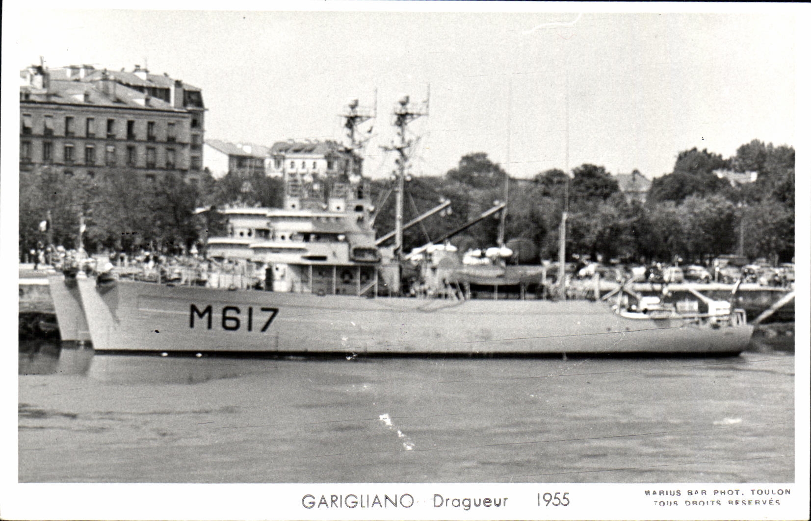 CPM Bateau Guerre Garigliano Dragueur 1955