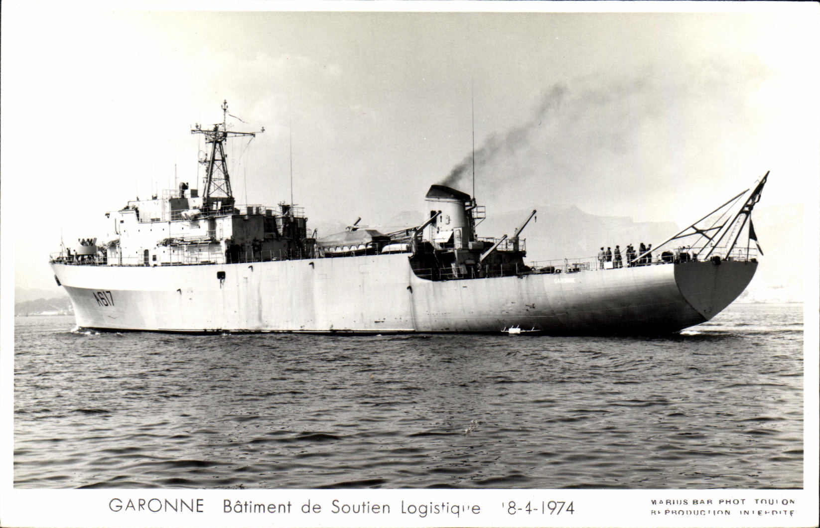 CPM Bateau Guerre Garonne Batiment de Soutien Logistique 1974