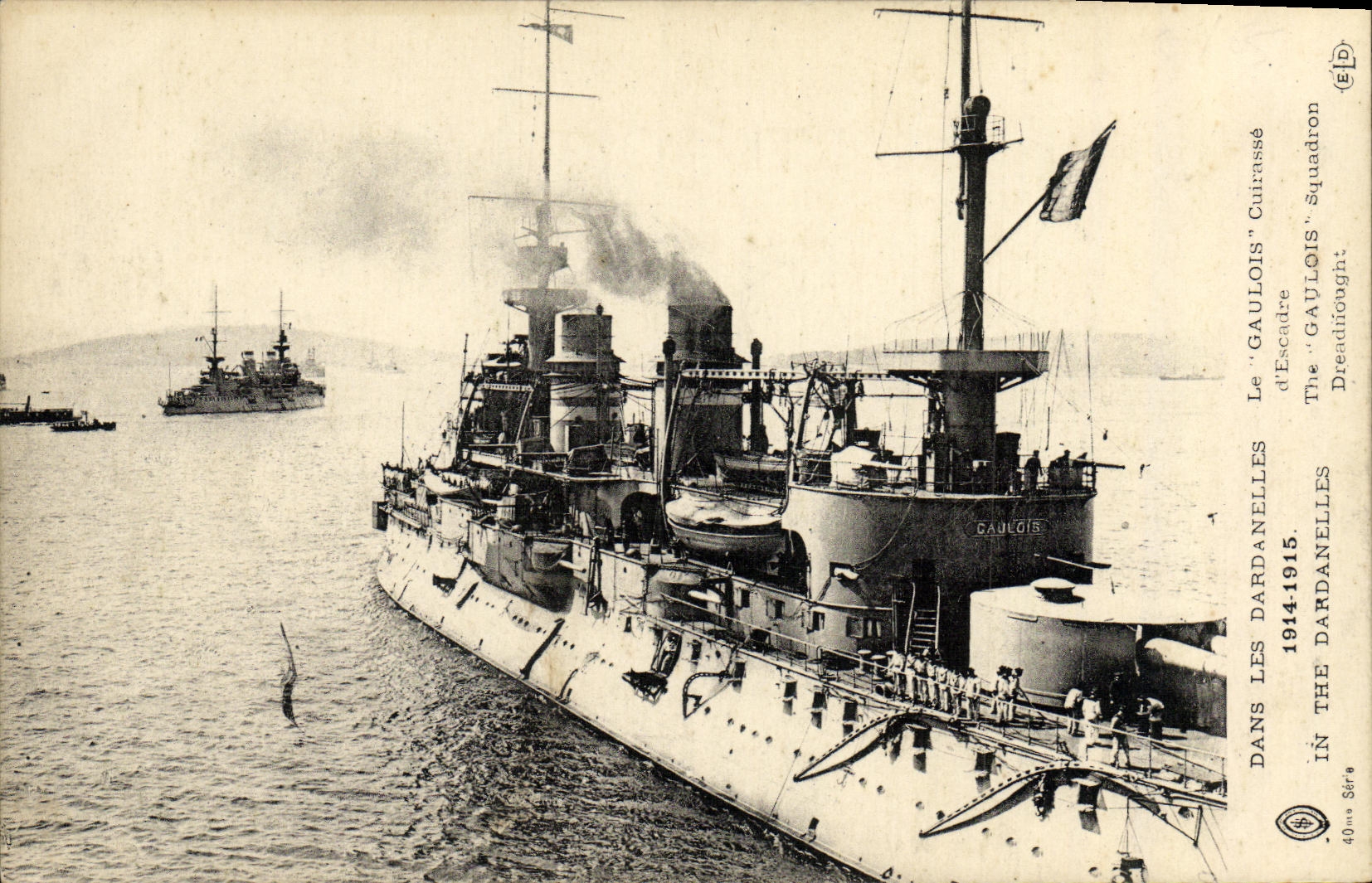CPA Bateau Guerre Dans Les Dardanelles Le Gaulois Cuirasse