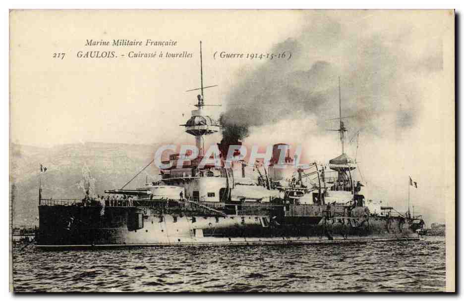 CPA Bateau Guerre Marine Militaire Francaise Gaulois Cuirasse a Tourelles