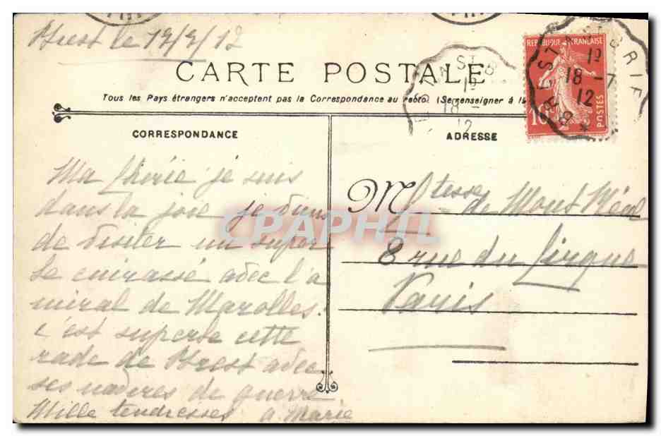 CPA Bateau Guerre Marine Militaire Francaise Gaulois Cuirasse a Tourelles — Verso