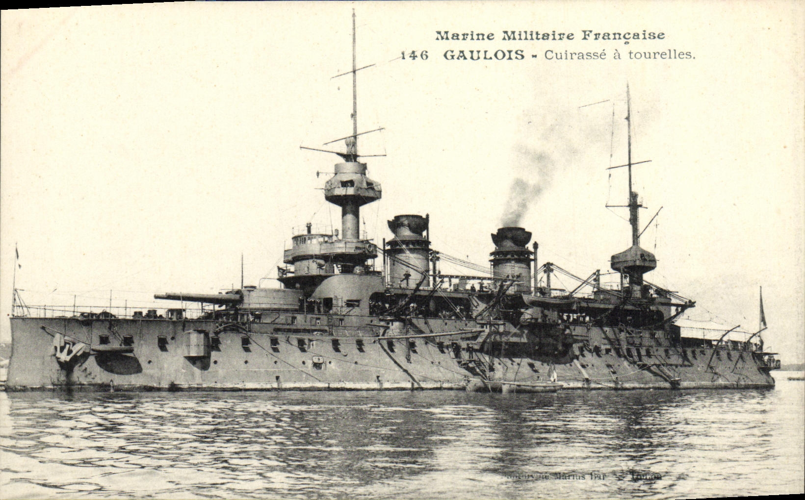 Bateau de guerre français — cuirassé à tourelles GAULOIS — Marine Militaire Française, n°146