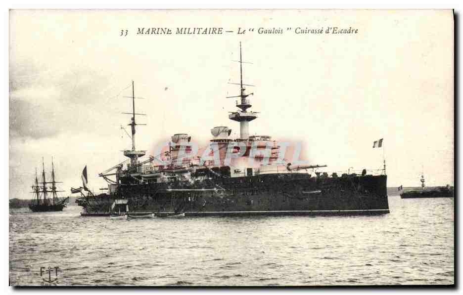 CPA Bateau Guerre Marine Militaire Le Gaulois Cuirasse d Escadre