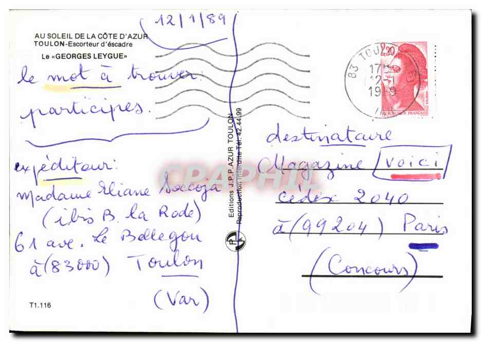 Le Georges LEYGUE — Escorteur d'escadre — Éditions J.P.P. AZUR — Verso