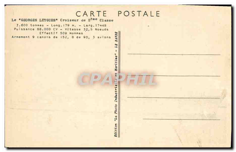CPA Bateau Guerre Georges Leygues  — Verso