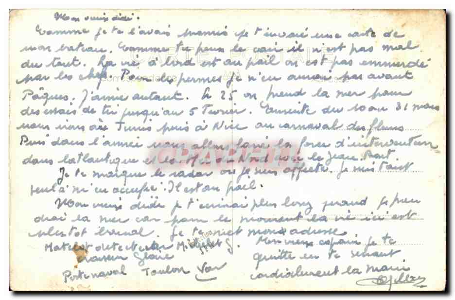 CPA Bateau Guerre Croiseur Cloire — Verso