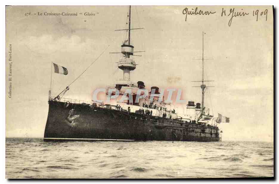 Le Croiseur-Cuirassé "Gloire" — Quiberon, 11 juin 1909 — Calbettes H. Laurent, Port-Louis