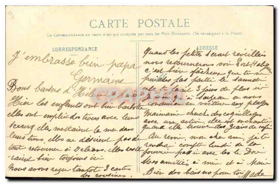 Le Croiseur-Cuirassé "Gloire" — Quiberon, 11 juin 1909 — Calbettes H. Laurent, Port-Louis — Verso