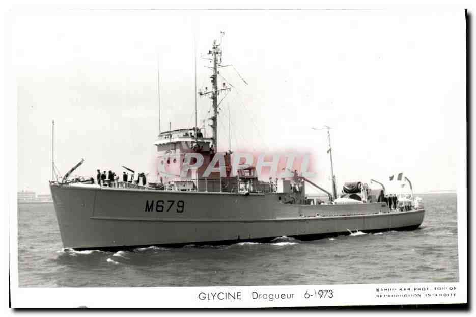 CPM Bateau Guerre Glycine Dragueur 1973