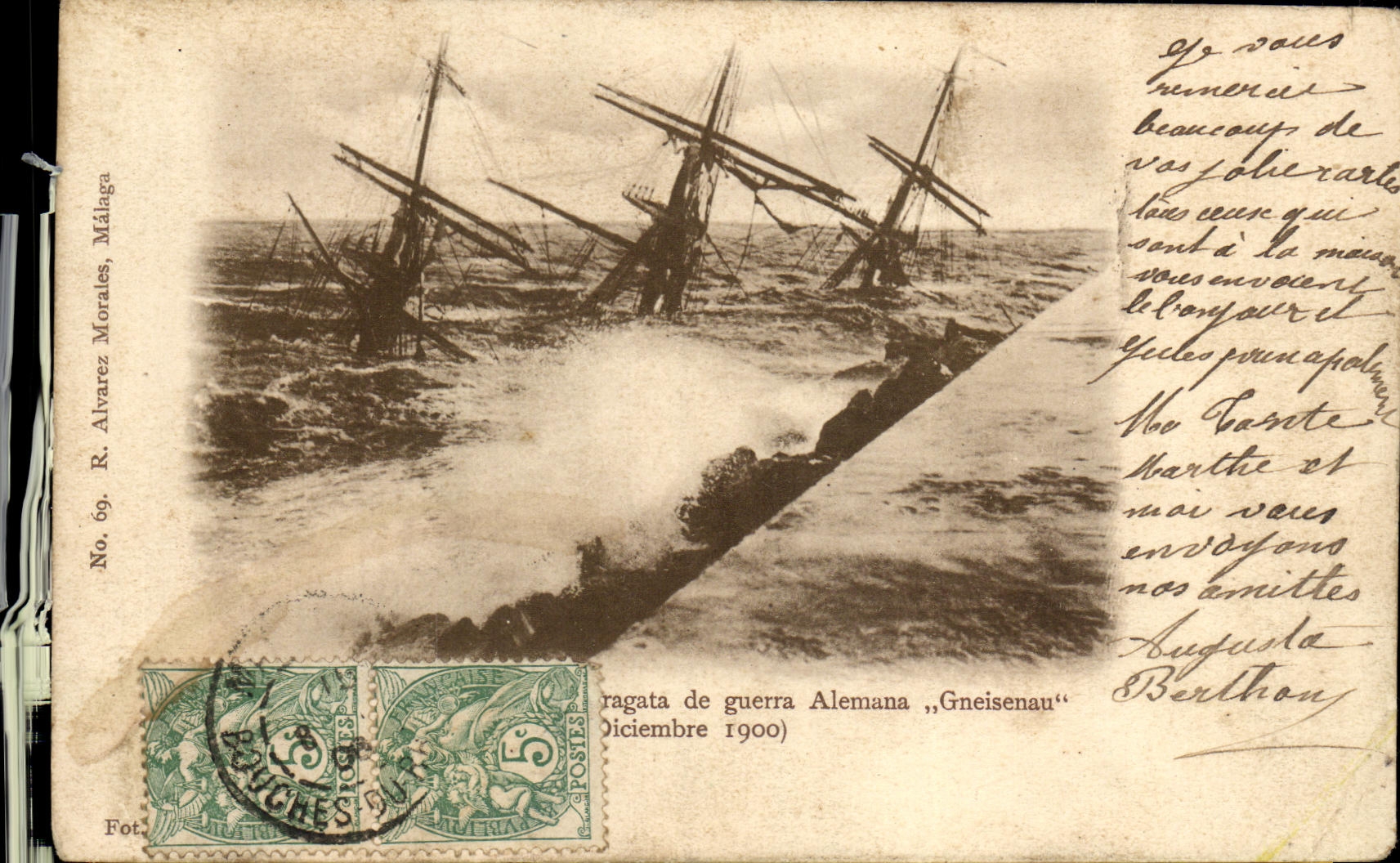 CPA Bateaux voiliers Gneisenau Decembre 1900