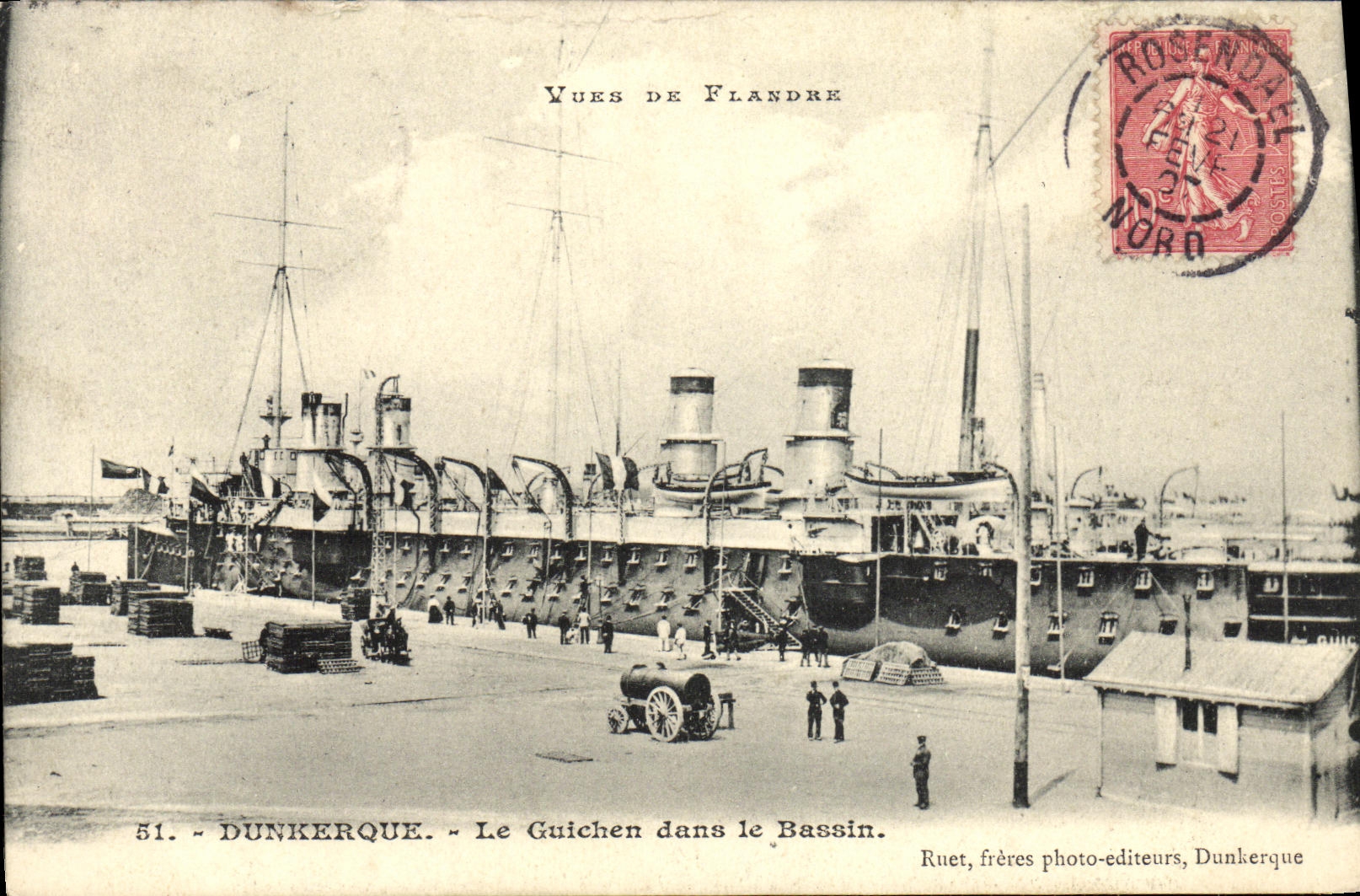 Dunkerque — Le Guichen dans le Bassin — Ruët, frères photo-éditeurs, Dunkerque