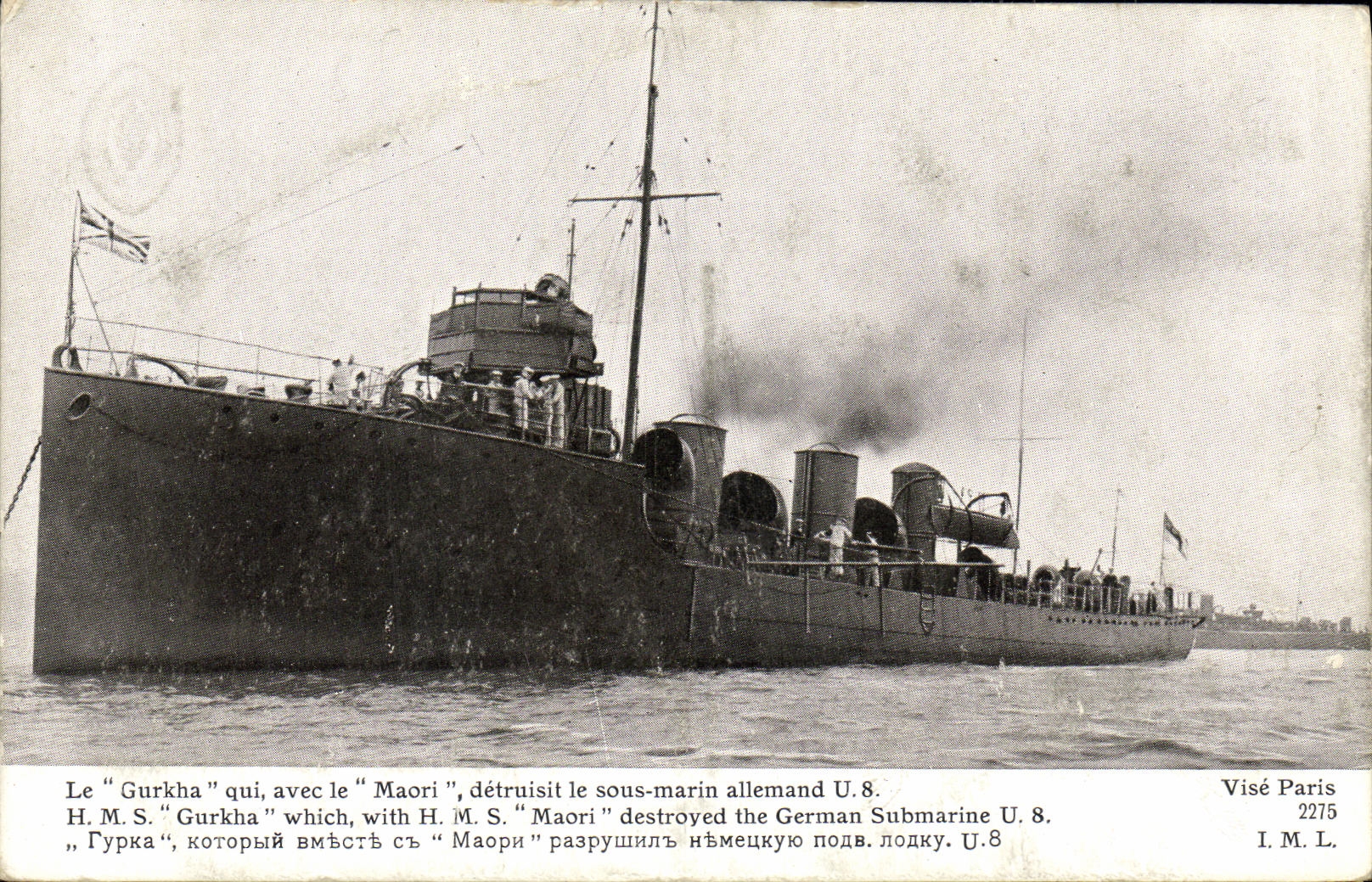CPA Bateau Guerre Le Gurkha qui avec le Maori detruisit le sous marin U8
