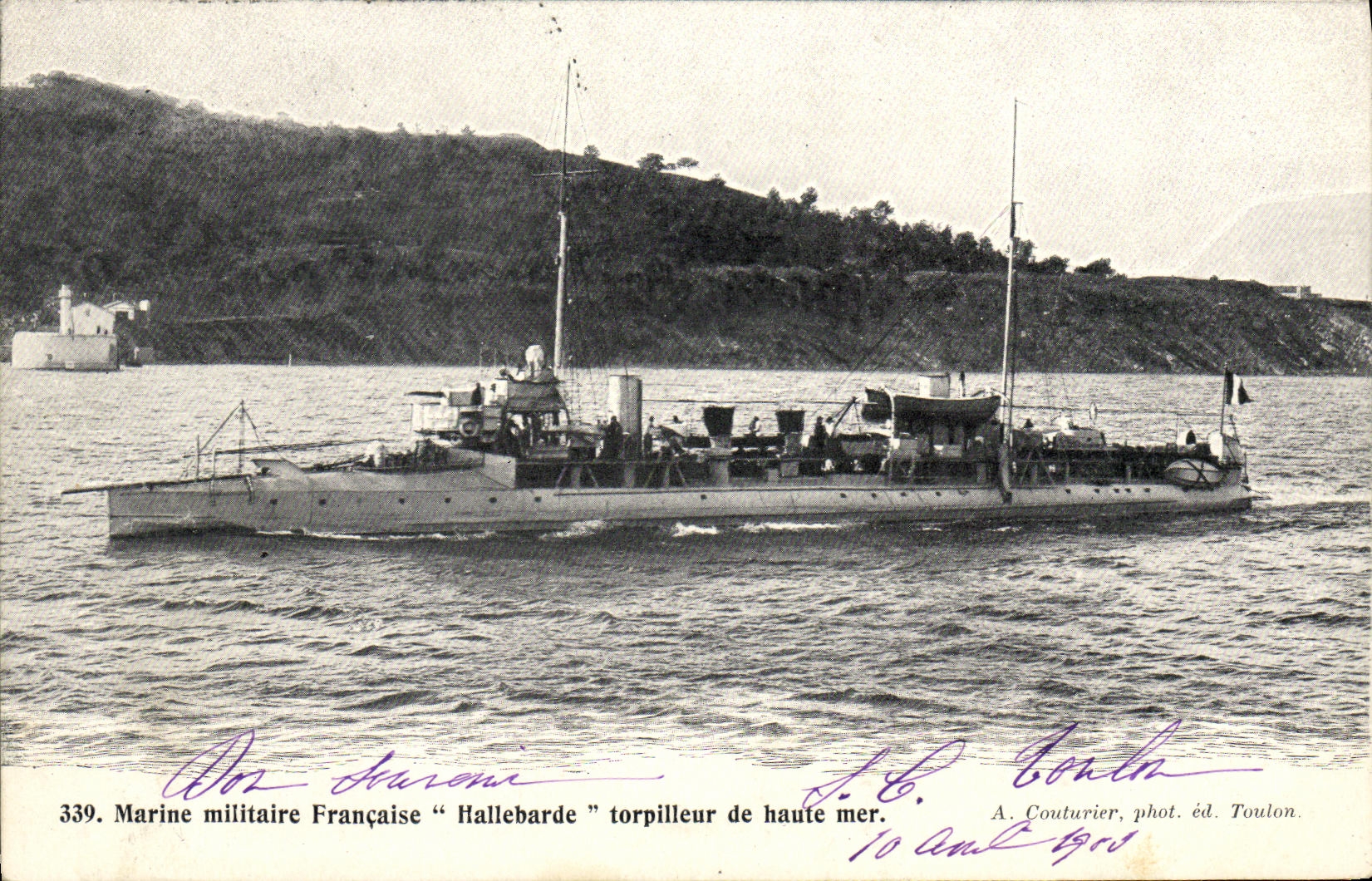 CPA Bateau Guerre Marine Militaire Franceise Hallebarde Torpilleur de Haute Mer