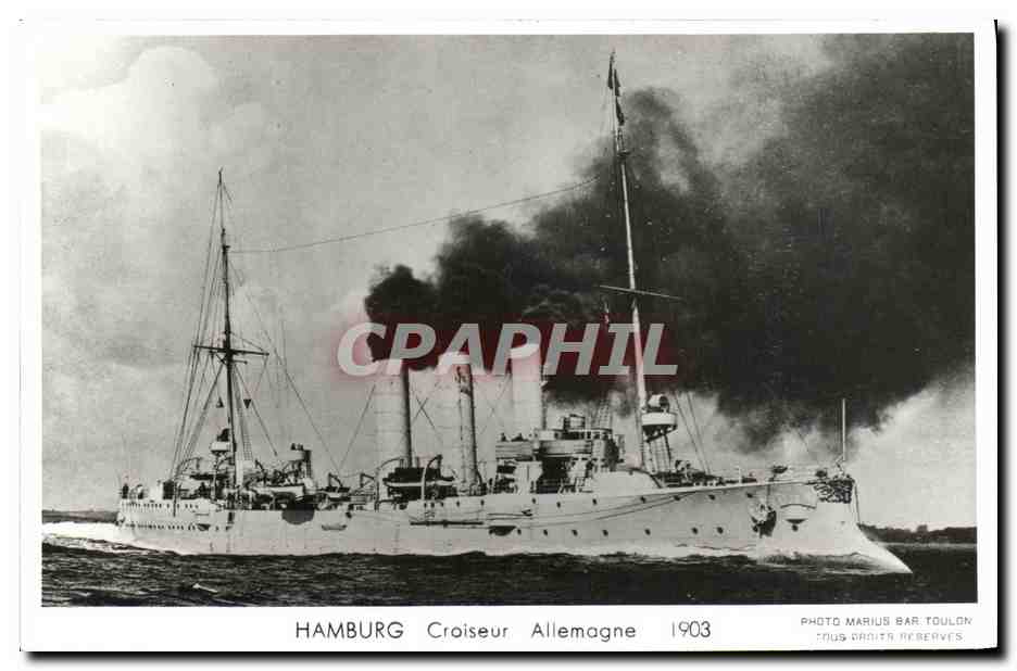 CPM Bateau Guerre Hamburg Croiseur Allemagne 1903