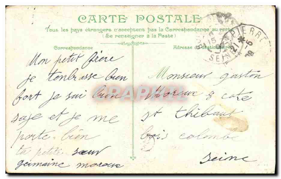 Le Henri IV, garde-côtes cuirassé — Éditeur K, timbre 40c République Française — Verso