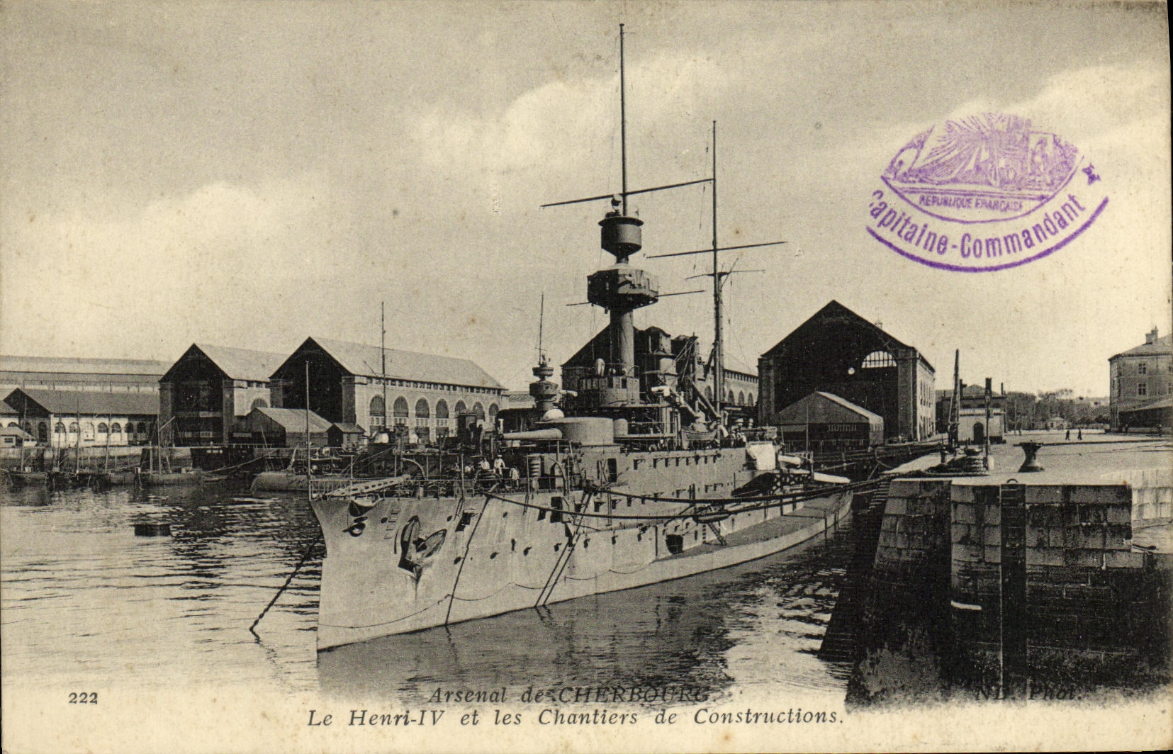Arsenal de Cherbourg — Le Henri-IV et les Chantiers de Constructions — N.F. Phot.