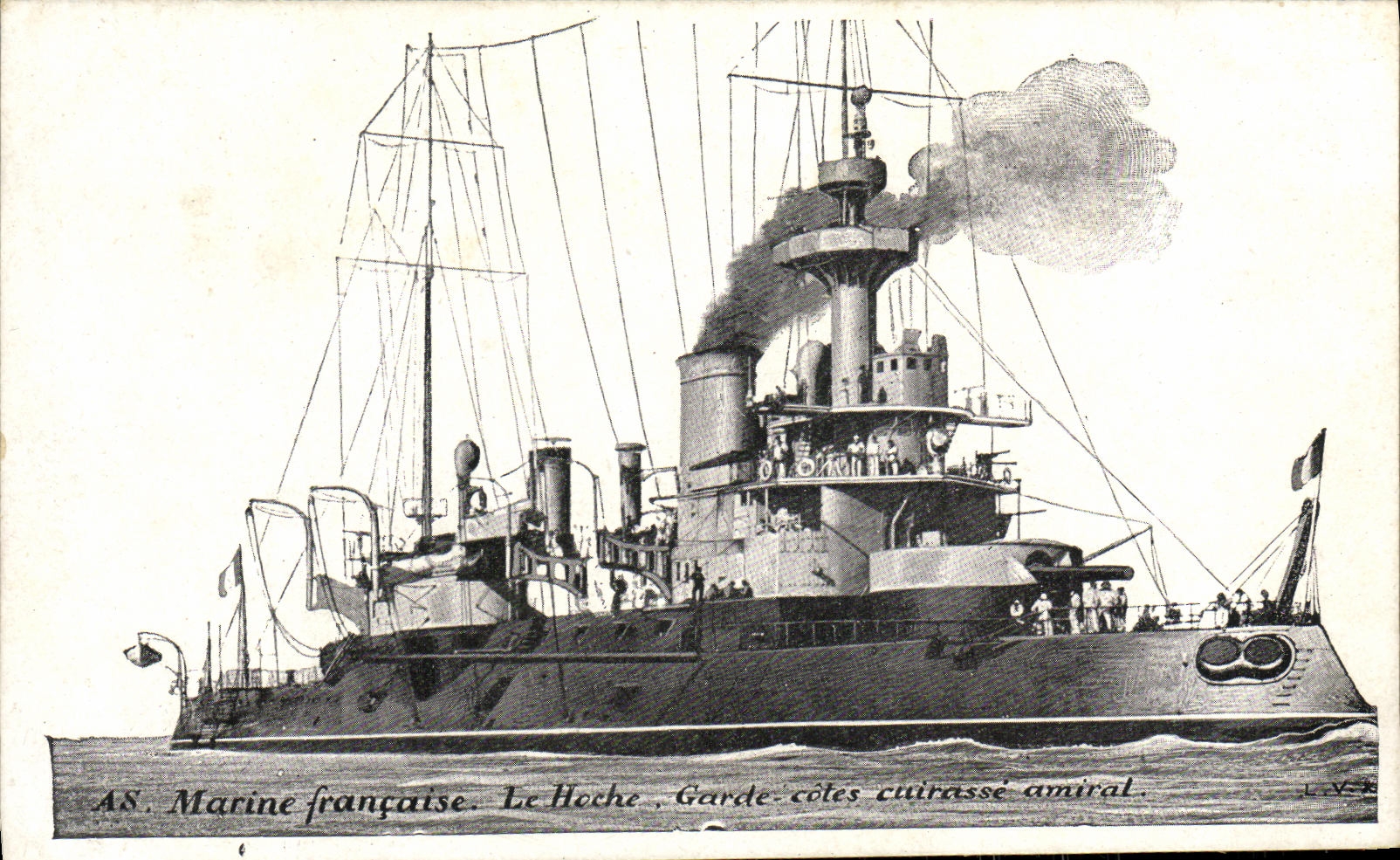 CPA Bateau Guerre Marine Francaise Le Hoche Garde Cotes