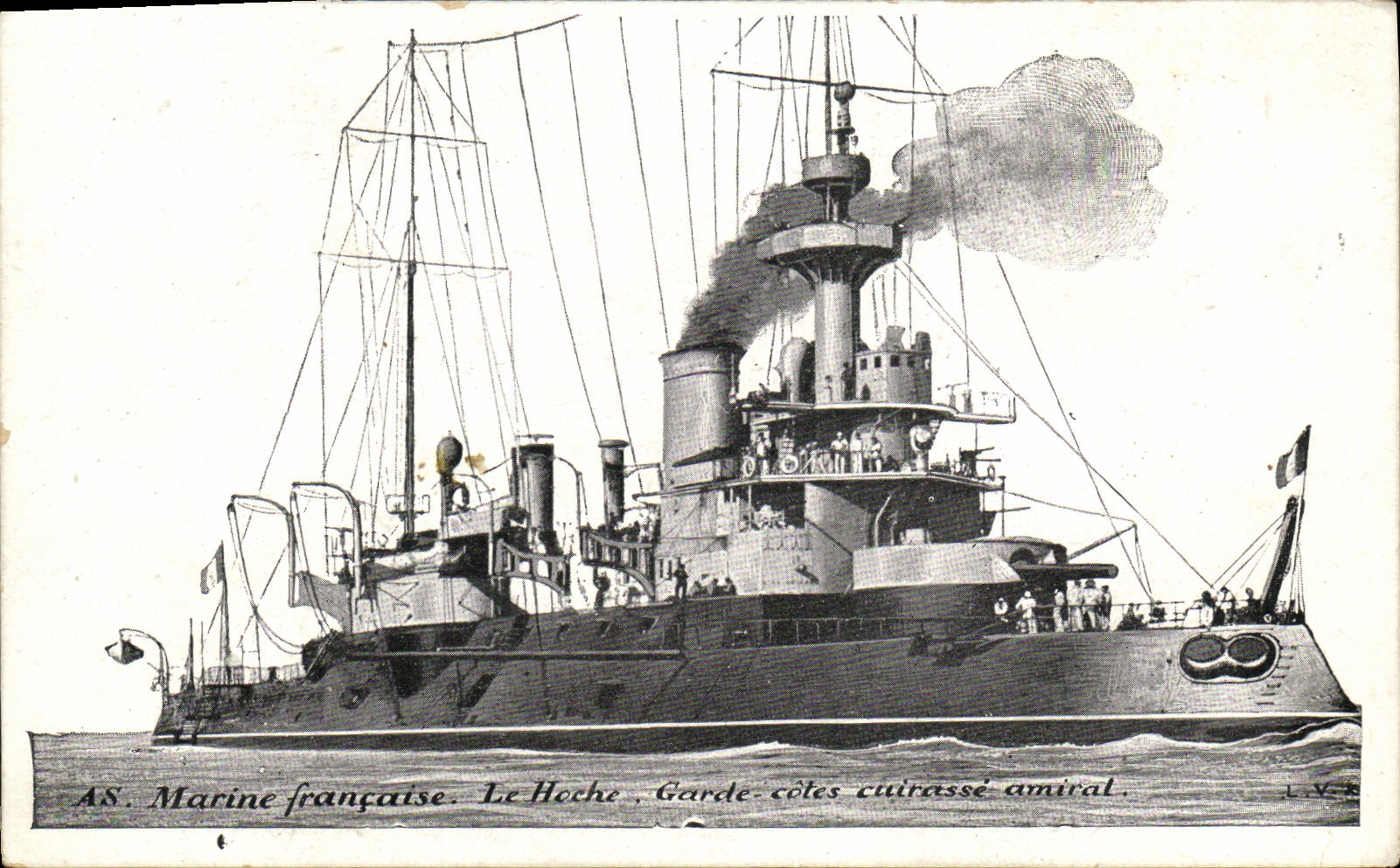 CPA Bateau Guerre Marine Francaise Le Hoche Garde Cotes Cuirasse amiral