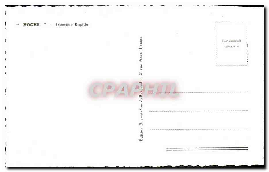 CPM Bateau Guerre Marine Militaire Escorteur rapide Le Hoche — Verso