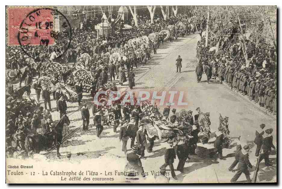 Toulon - La Catástrofe de la Éléna - Los Funerales de las Víctimas - El Desfile de las Coronas — Cliché Giraud