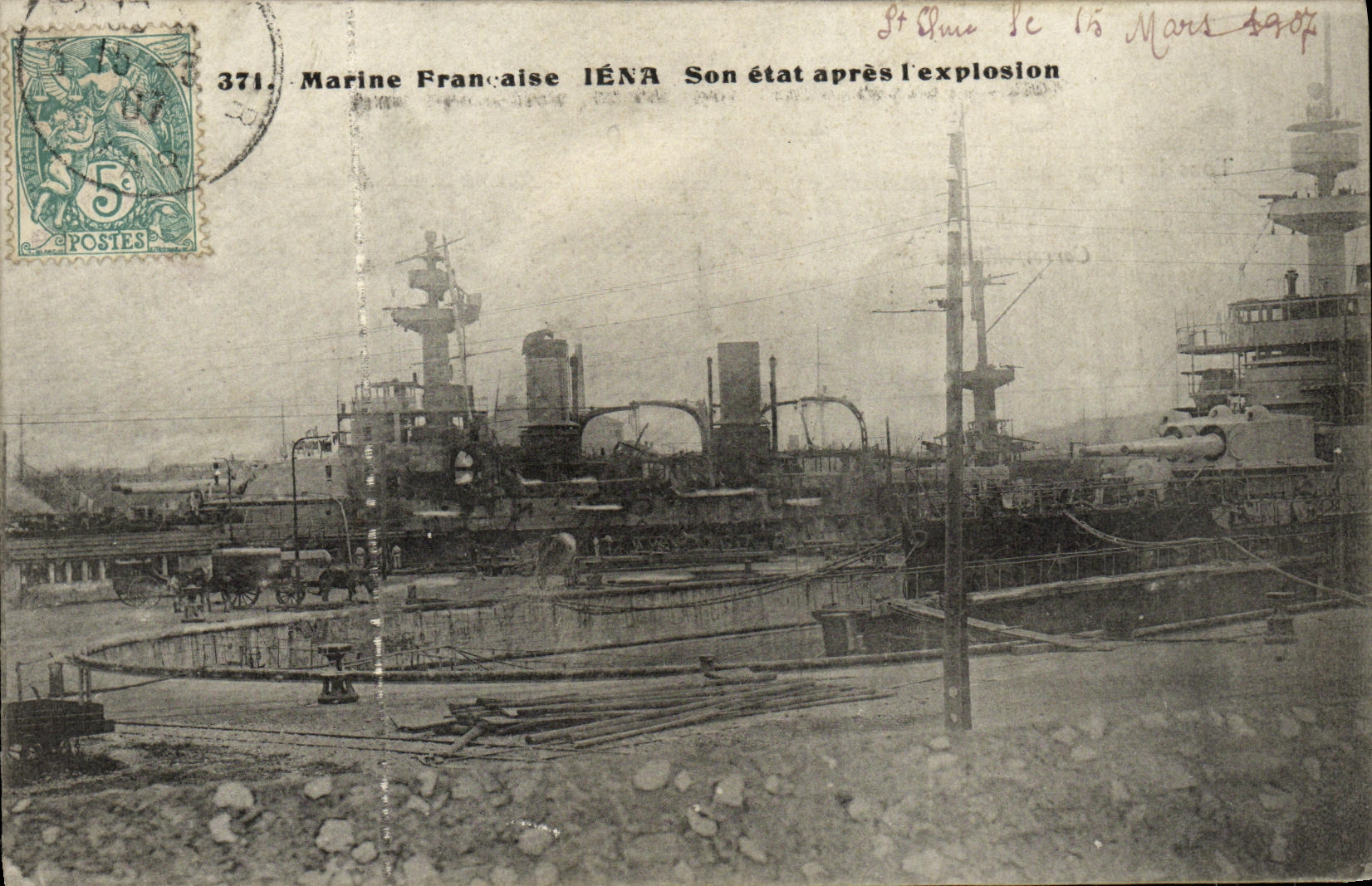 CPA Bateau Guerre Marine Fran Alse Iena Son etat Apres Explosion
