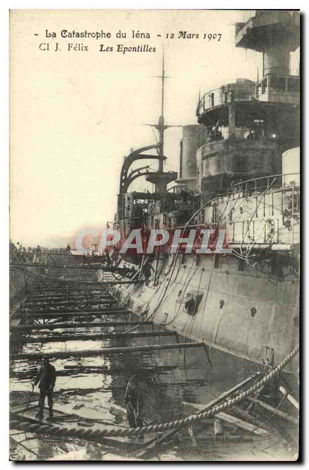 CPA Bateau Guerre La Catastrophe du Iena Les Epontilles 12 mars 1907