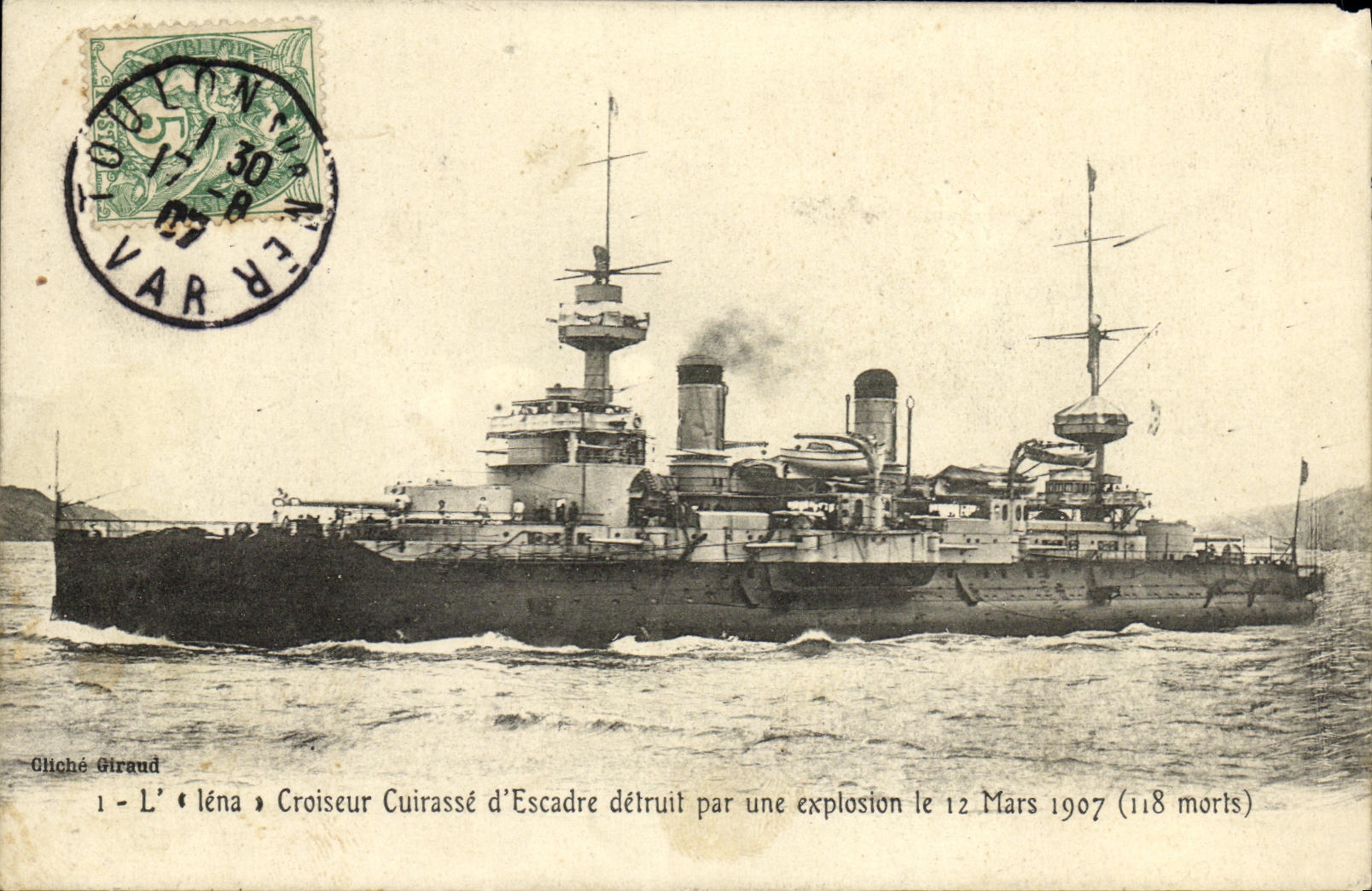 CPA Bateau Guerre Croiseur cuirasse d escadre detruit par une explosion le 12 mars 1907
