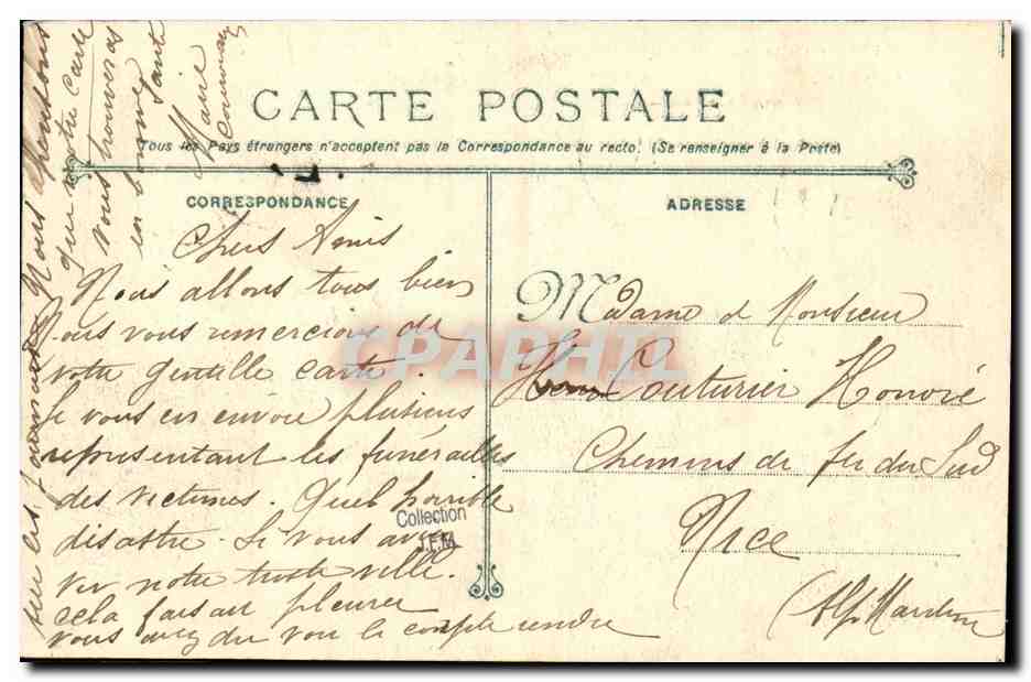 De torpedoboot IÉNA — na de explosie van 12 maart 1907 — Fototipie Marius Bar — Toulon — Achterkant