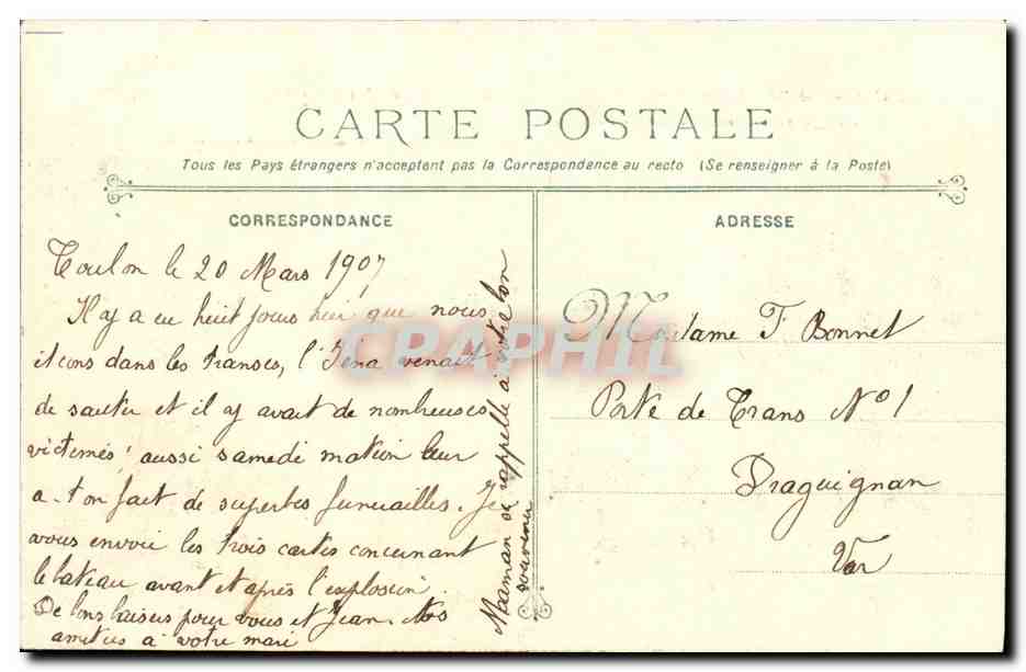 Le Cuissassé IÉNA après l'explosion du 12 Mars 1907 — 200 victimes — Éditeur : Photo du Marin, Toulon, n°223 — Reverso