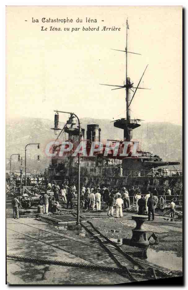 CPA Bateau Guerre La Catastrophe du Iena Le Iena vu Par Babord Arriere 