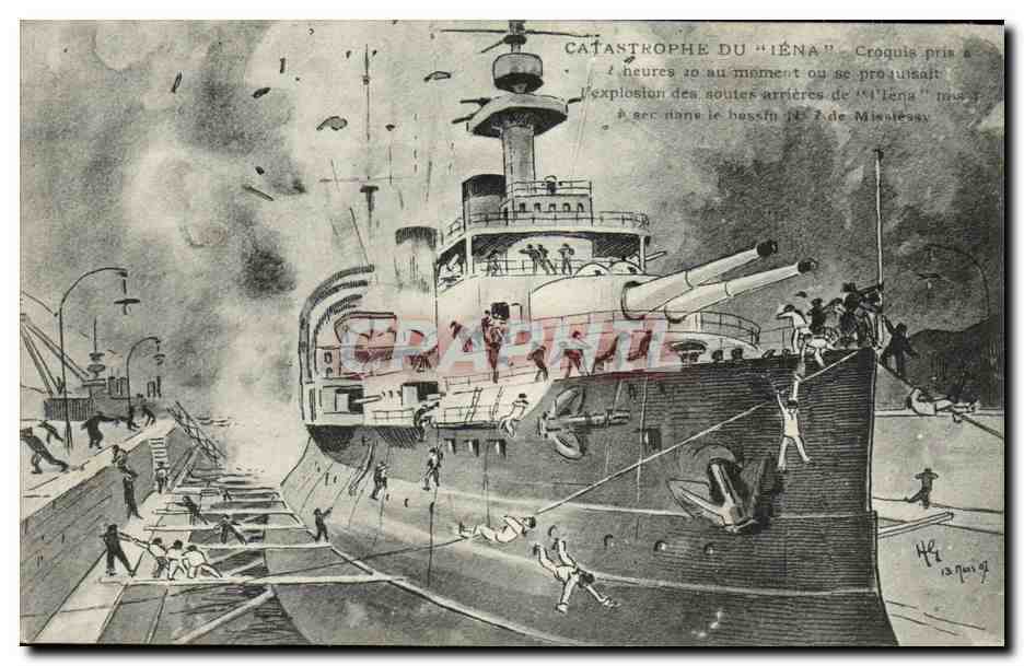CPA Bateau Guerre La Catastrophe du Iena 