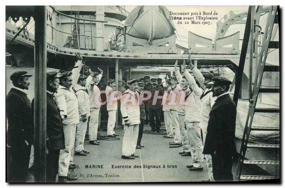 CPA Marine Exercice des Signaux a Bras Cuirasse Iena