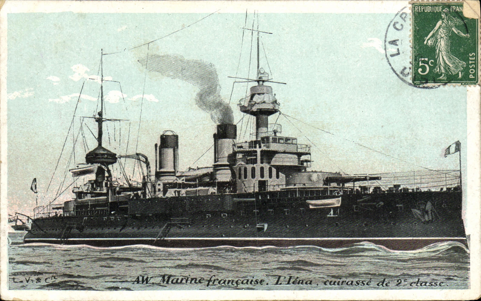 CPA Marine Francaise L Iena Cuirasse de 2eme classe Bateau