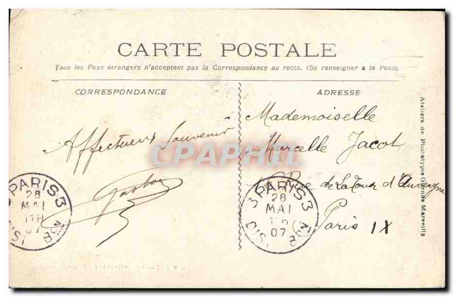 Bateau de guerre français — Le "IÉNA" — éditeur inconnu, n° de série non visible — Verso