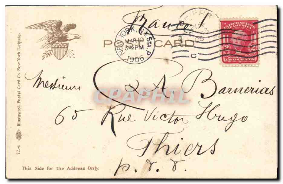 U.S.S. Iowa — Port de New York — Illustrated Postal Card Co. New York — Verso