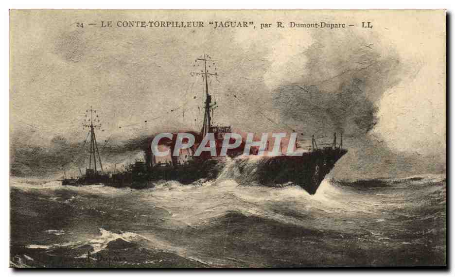Le contre-torpilleur "Jaguar" — illustration par R. Dumont-Duparc — série LL n°24