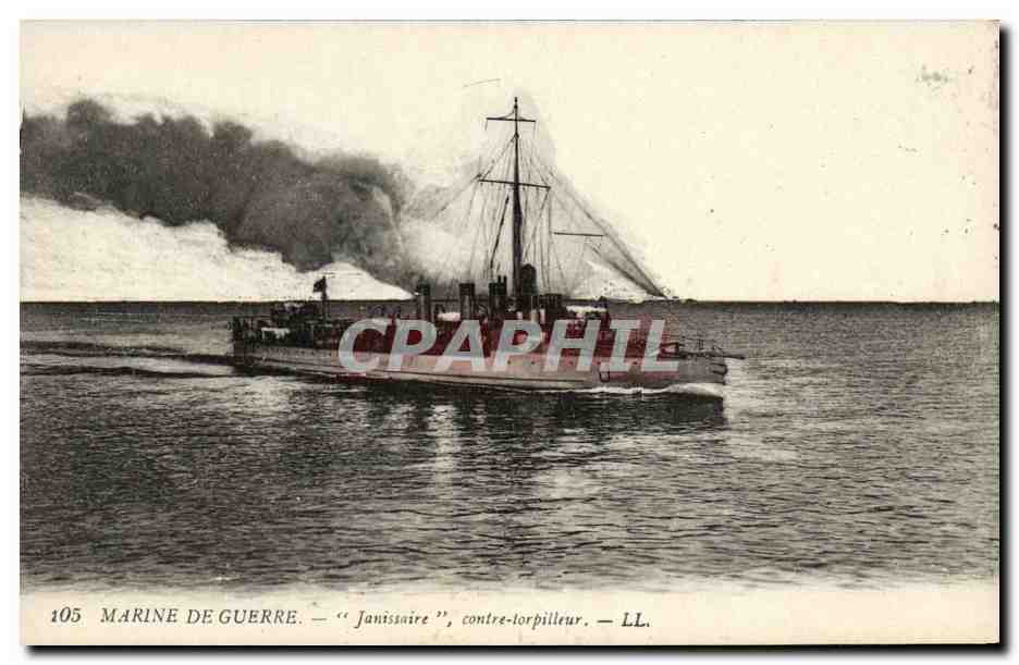 CPA Bateau Guerre Marine De Guerre Janissaire Contre Torpilleur